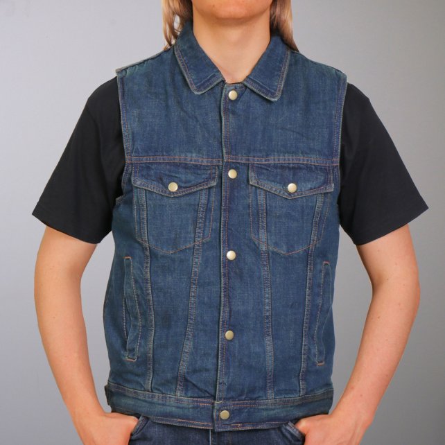 Hot Leathers VSM6001 Men's Motorcycle style Blue Denim Biker Vest Hot Leathers