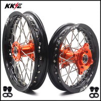 KKE 12/10 Small Kid's Wheels For KTM SX50 GAS GAS MC50 Mini Dirtbikes Orange Hub KKE Racing