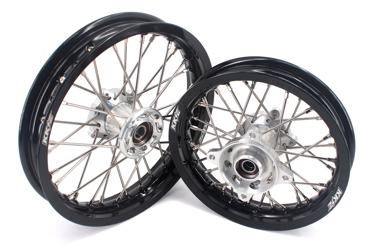 KKE 12 & 10 Kid's Wheels For KTM SX50 2014-2023 For Gas Gas MC50 2021-2024  Mini Bike Silver&Black KKE Racing