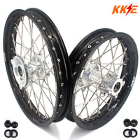 KKE 14 & 12 Small Kid's Wheels Rims Set for KTM 65 SX 2002-2024 Silver&Black KKE Racing