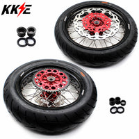 KKE 17 Inch Cush Drive Supermoto Rims Tires For HONDA XR650L 1993-2021 KKE Racing