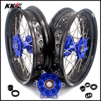 KKE 17 Inch Cush Drive Supermoto Wheels Fit Yamaha WR250F 2001-2018 WR450F 2003-2018 Blue KKE Racing