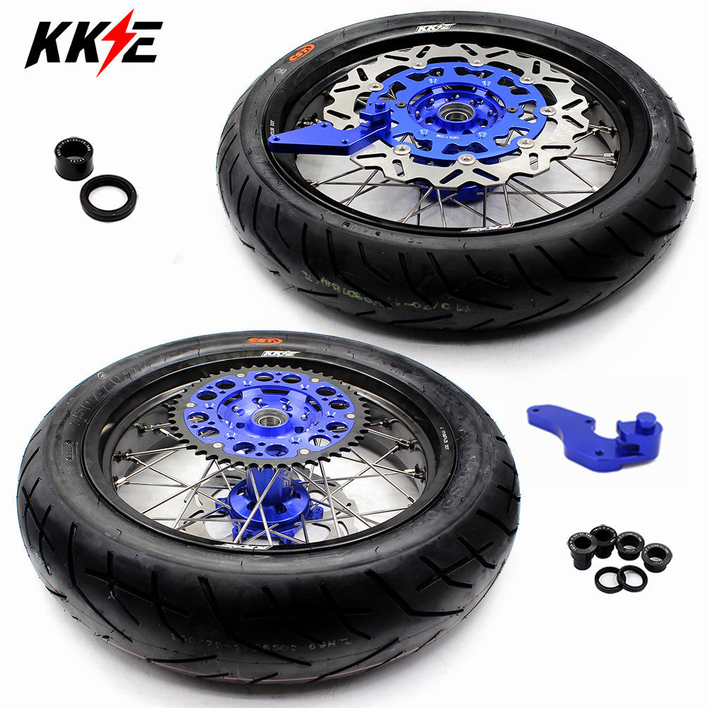KKE 17 Inch Supermoto Rims Tires For YAMAHA WR250F 2001-2019 WR450F 2003-2018 KKE Racing