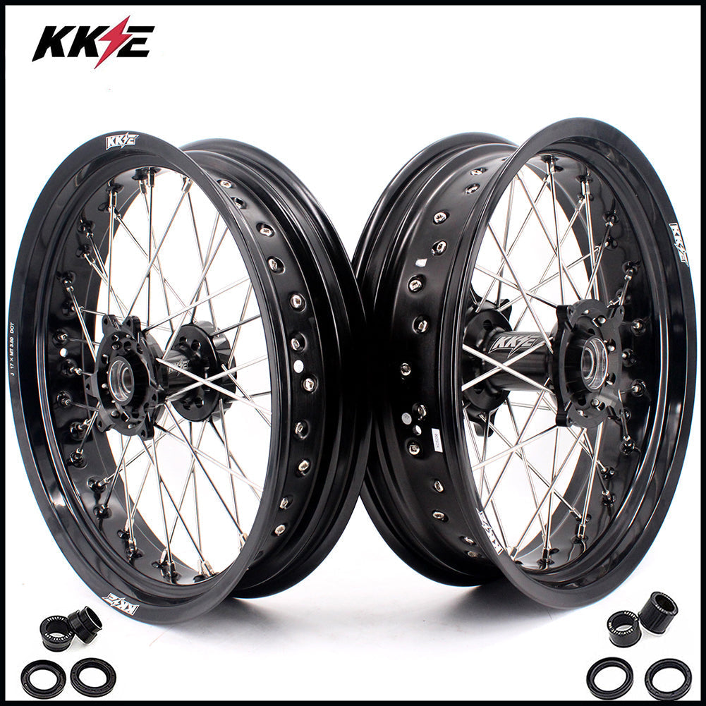 KKE 17 Inch Supermoto Rims for Honda CRF250R 04-13 CRF450R 02-12 Black KKE Racing