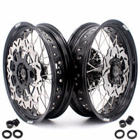 KKE 17 inch Supermoto Wheels Rims for HONDA XR650L 1993-2024 Black Hub Discs KKE Racing