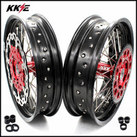 KKE 17 inch Supermoto Wheels Rims for HONDA XR650L 1993-2024 Red Hub Discs KKE Racing