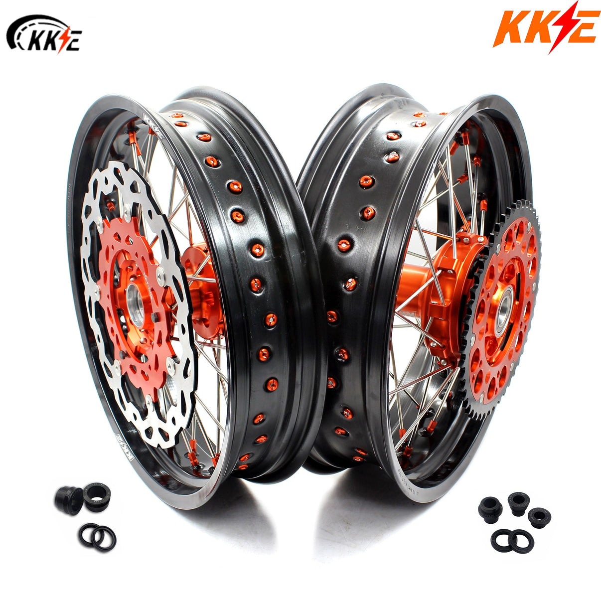 KKE 17Inch CUSH Drive Supermoto Wheels Rims For KTM690 SMC 2007-2011 320MM Disc KKE Racing
