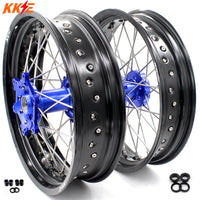 KKE 17Inch KX250F KX450F 2006-2021 For KAWASAKI Supermoto Alloy Wheels Rim Blue KKE Racing