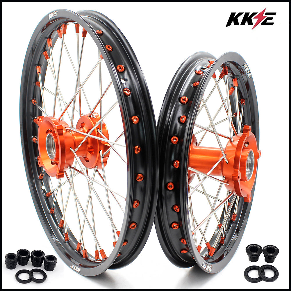 KKE 17"*1.4/14"*1.6 Kid's Big Wheels Rims Fit KTM SX 85 2003-2020 Orange Nipples KKE Racing