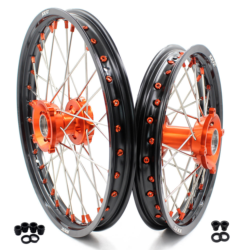 KKE 17"*1.4/14"*1.6 Small Kid's Wheels Rims Set For KTM SX 85 2021-2024 Orange Nipples KKE Racing