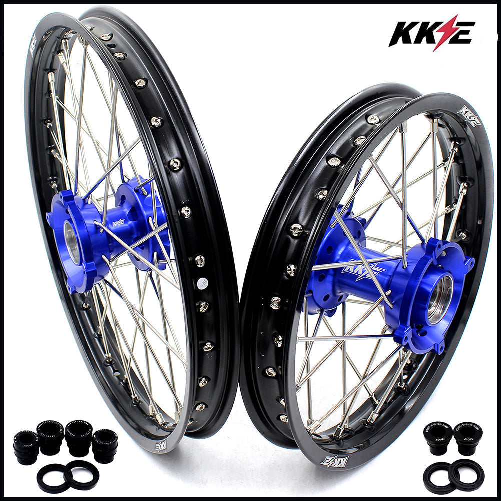 KKE 17"*1.4/14"*1.6 Spoked Kid's Big Wheels Rims Fit KTM SX 85 2003-2020 Husqvarna TC 85 2014-2020 Blue Hub KKE Racing