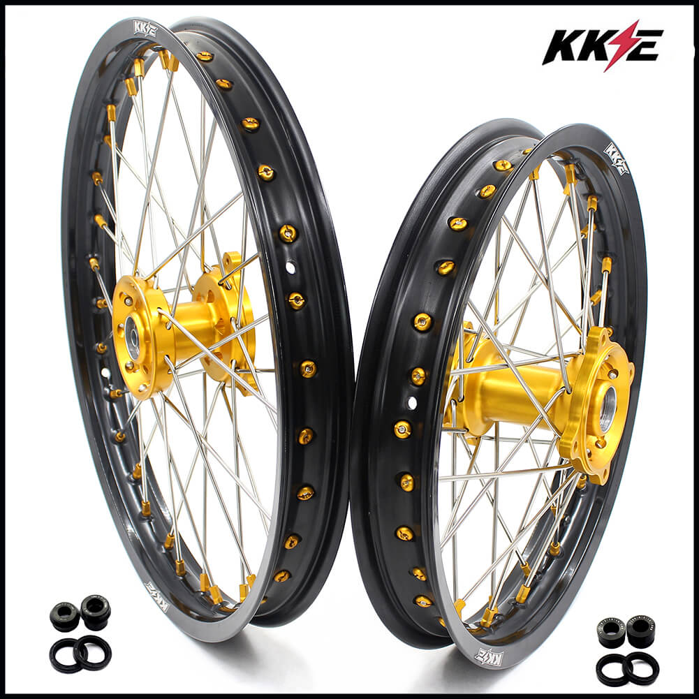 KKE 19 & 16 RM80 RM85 1993-2023 Kids Wheels for Suzuki Gold Nipple KKE Racing