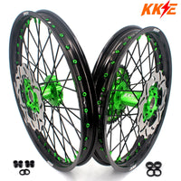 KKE 21/18 Spoked Wheels Rims For KAWASAKI KX125 KX250 2003 2004 2005 Black Spokes KKE Racing