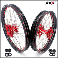 KKE 21" 18" OEM Size Motorcycle Alloy Wheels Rims Compatible with HONDA XR650L 1993-2024 Red Nipples KKE Racing