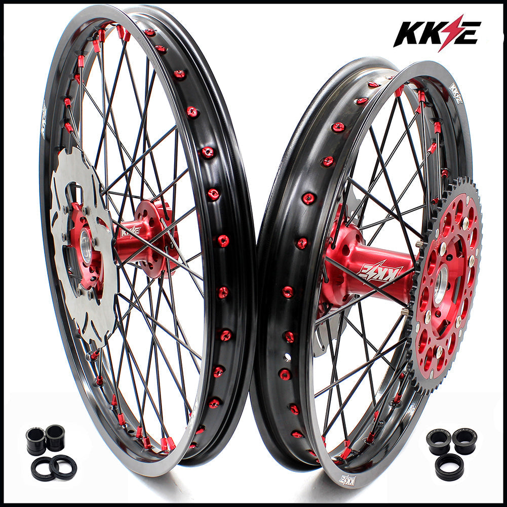 KKE 21&18 21&19 Wheels for Honda CR125R 1995-1997 CR250R 1995-1996 Black Spokes KKE Racing