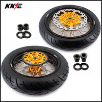 KKE 3.5/4.25*17" Supermoto Wheels For SUZUKI DRZ400SM 2005-2024 CST Tires KKE Racing