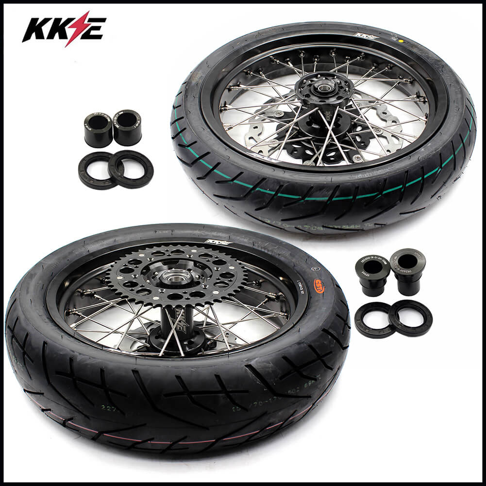 KKE 3.5/4.25*17in. Supmermoto Wheels Set For SUZUKI DRZ400SM 2005-2024 CST Tires KKE Racing