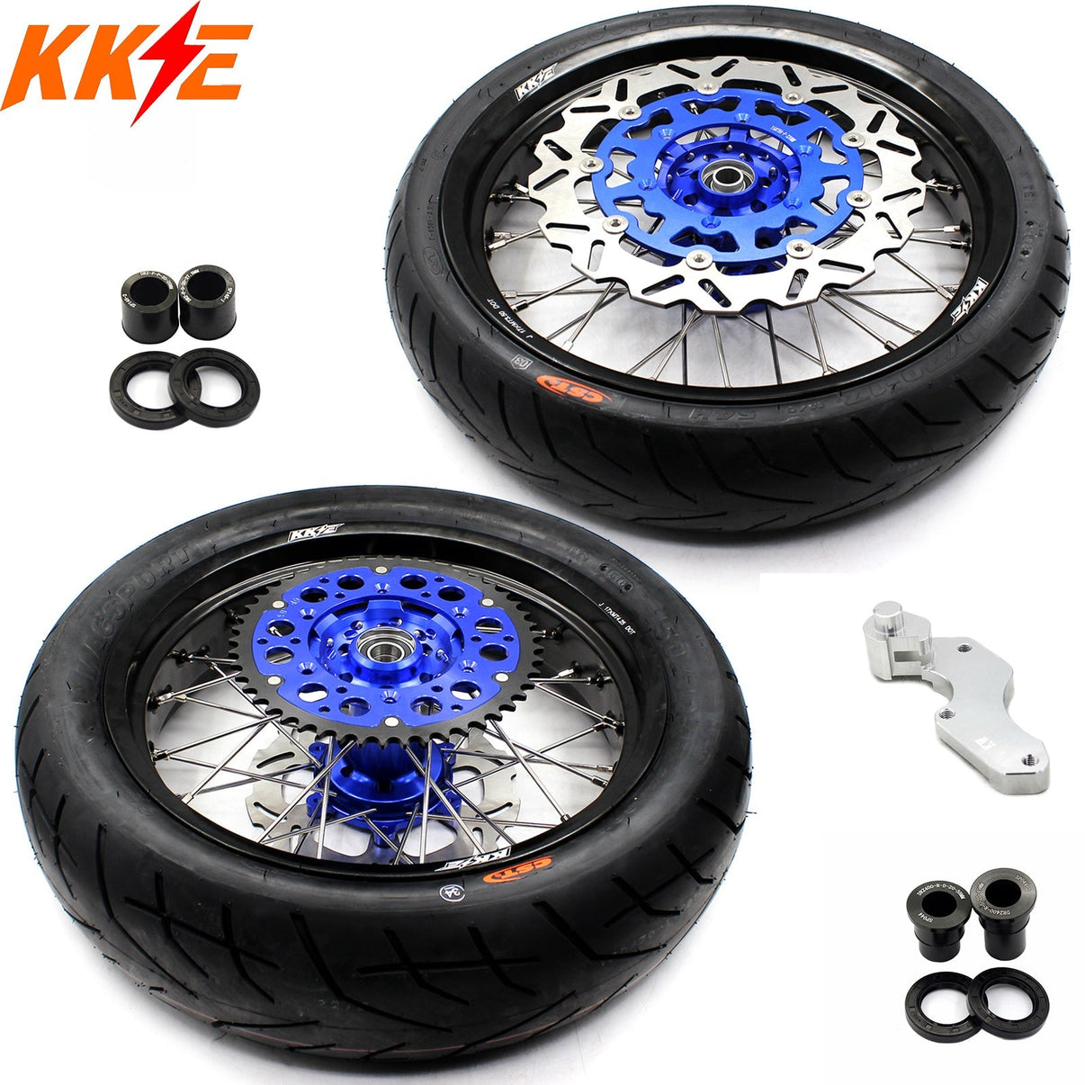KKE 3.5/4.25*17inch Supermoto Spoked Wheels CST Tires For SUZUKI DRZ400 DRZ400E DRZ400S KKE Racing