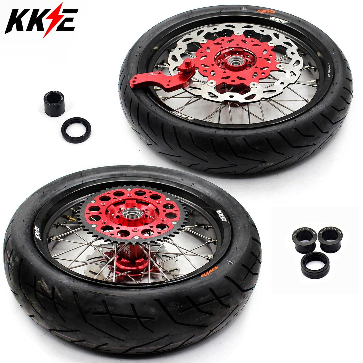 KKE 3.5 & 4.25 Supermoto Tires Rims Fit For HONDA CRF250X CRF450X 2005-2018 KKE Racing