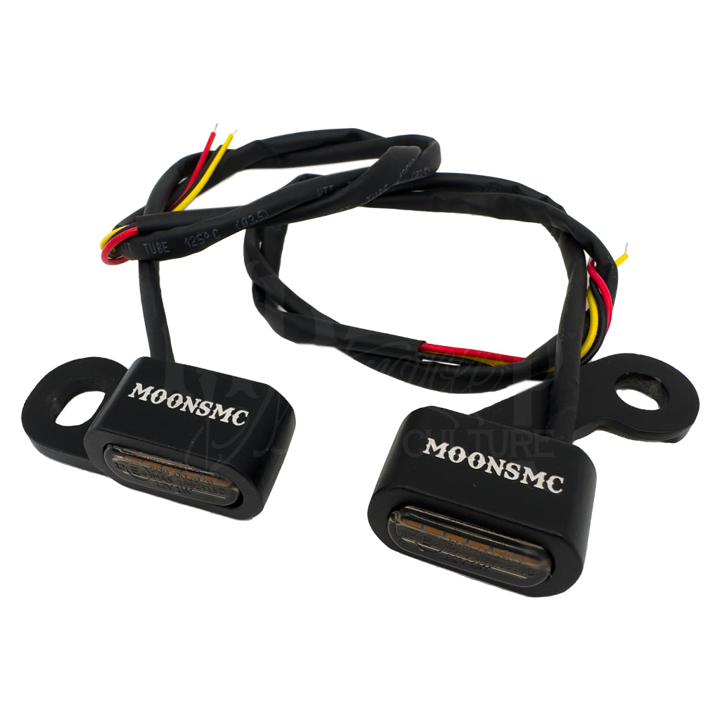 MOONSMC® Black LED Handlebar Turn Signal Lights with Smoked Lens MOONSMC® // Moons Motorcycle Culture