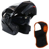 Milwaukee Helmets MPH9806DOT 'Ionized' Gloss Black Modular Helmet for Men and Women Biker w/ MP7922FMSET Heated Balaclava Bundle Hot Leathers