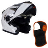 Milwaukee Helmets MPH9807DOT 'Ionized' Gloss White Modular Helmet for Men and Women Biker w/ MP7922FMSET Heated Balaclava Bundle Hot Leathers