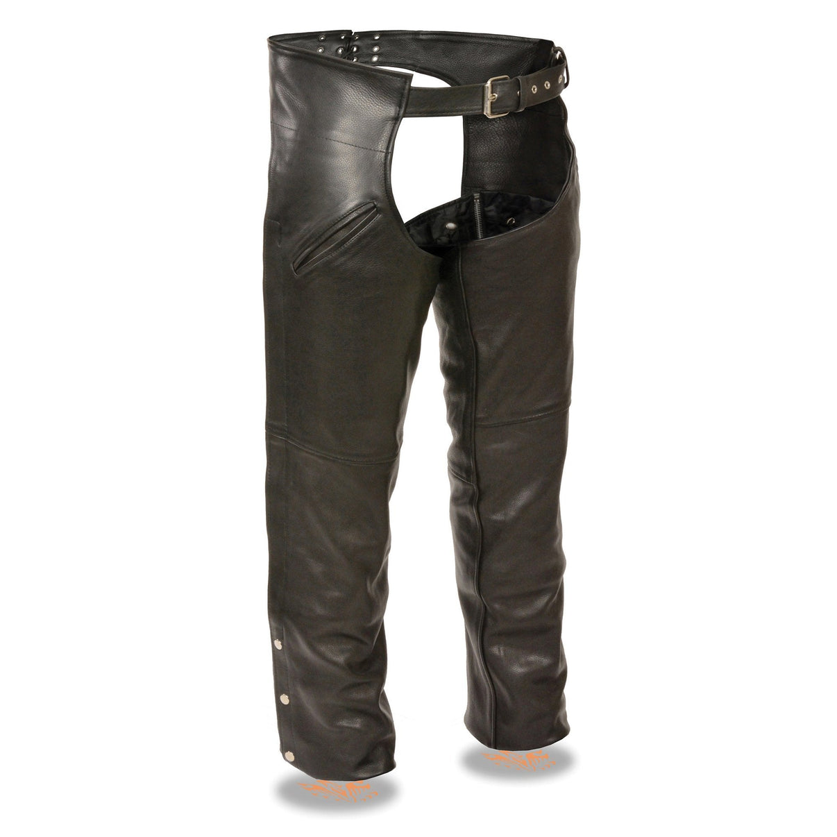 Milwaukee Leather Chaps for Men's Black Leather Slash Pocket- Snap Out Thermal Lined Motorcycle Riders Chap- SH1103 Hot Leathers
