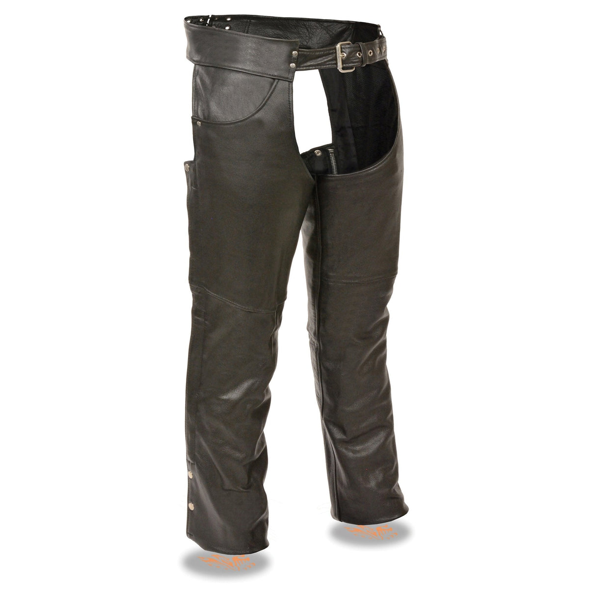 Milwaukee Leather Chaps for Men's Black Premium Leather- Classic Jean Style Pockets Motorcycle Riders Chap - SH1101 Hot Leathers