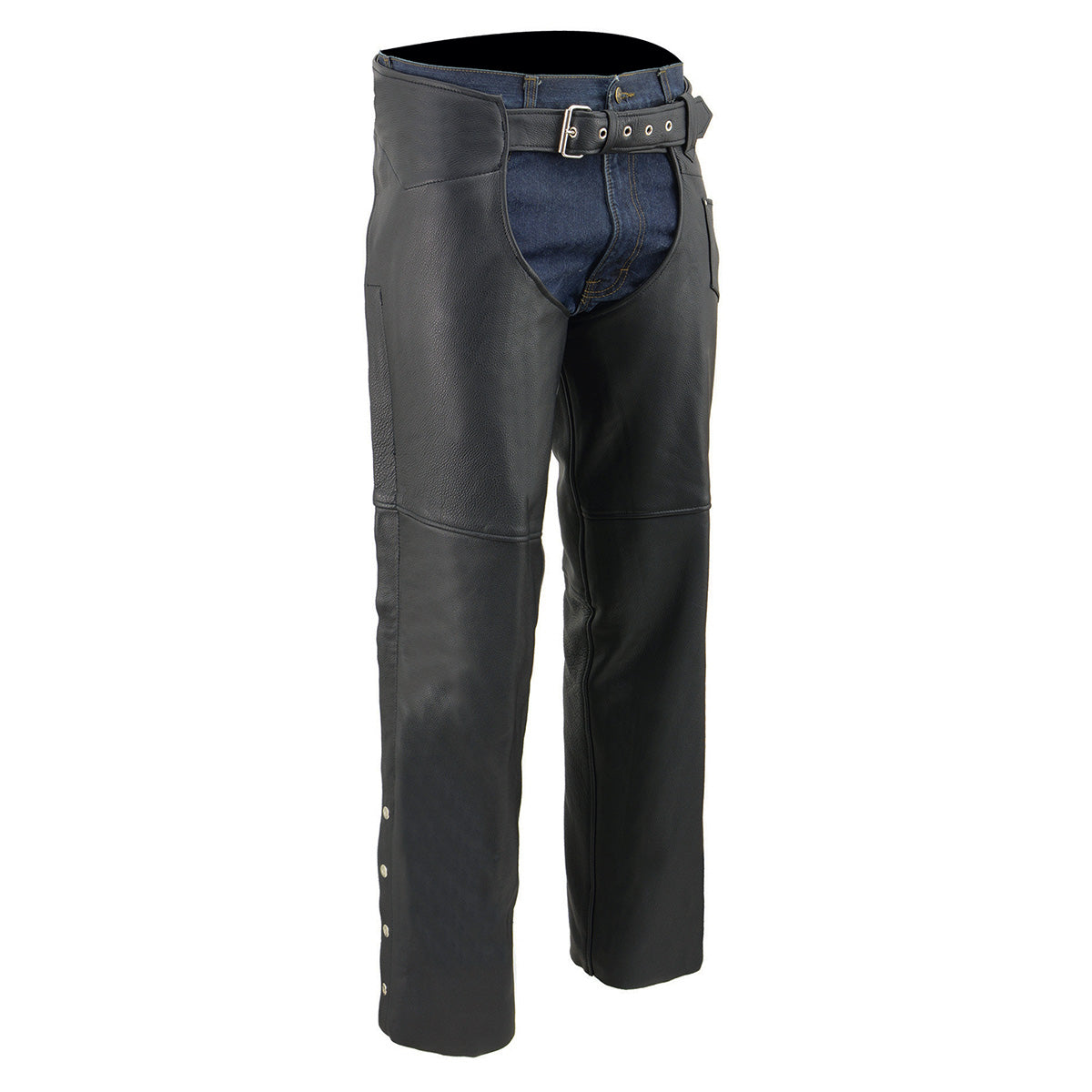 Milwaukee Leather Chaps for Men's Black Premium Leather Fully Lined  Motorcycle Chaps w/ Front Coin Pocket-ML1115 Hot Leathers