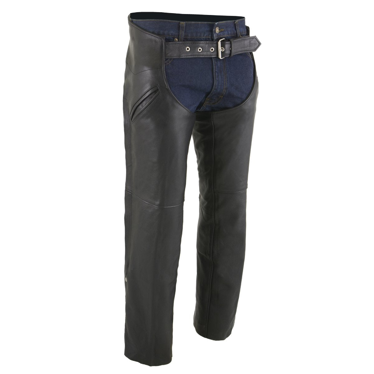 Milwaukee Leather Chaps for Men's Black Premium Leather Motorcycle Chaps w/ Snap Out Thermal Liner-Slash Pocket-ML1103 Hot Leathers