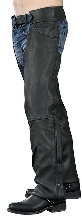 Milwaukee Leather Chaps for Men's Black Thin Braided Premium Leather Jean Style Pocket Motorcycle Chaps-ML1125 Hot Leathers