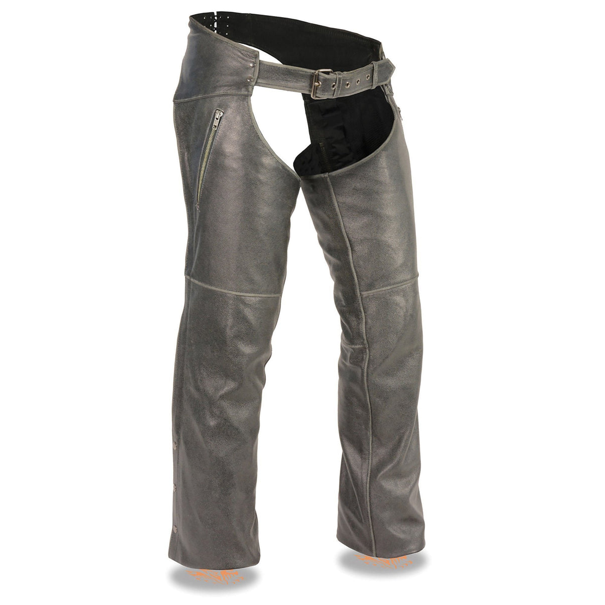 Milwaukee Leather Chaps for Men's Vintage Grey Slate Leather - Deep Zipped Thigh Pockets Motorcycle Chap - MLM5536 Hot Leathers
