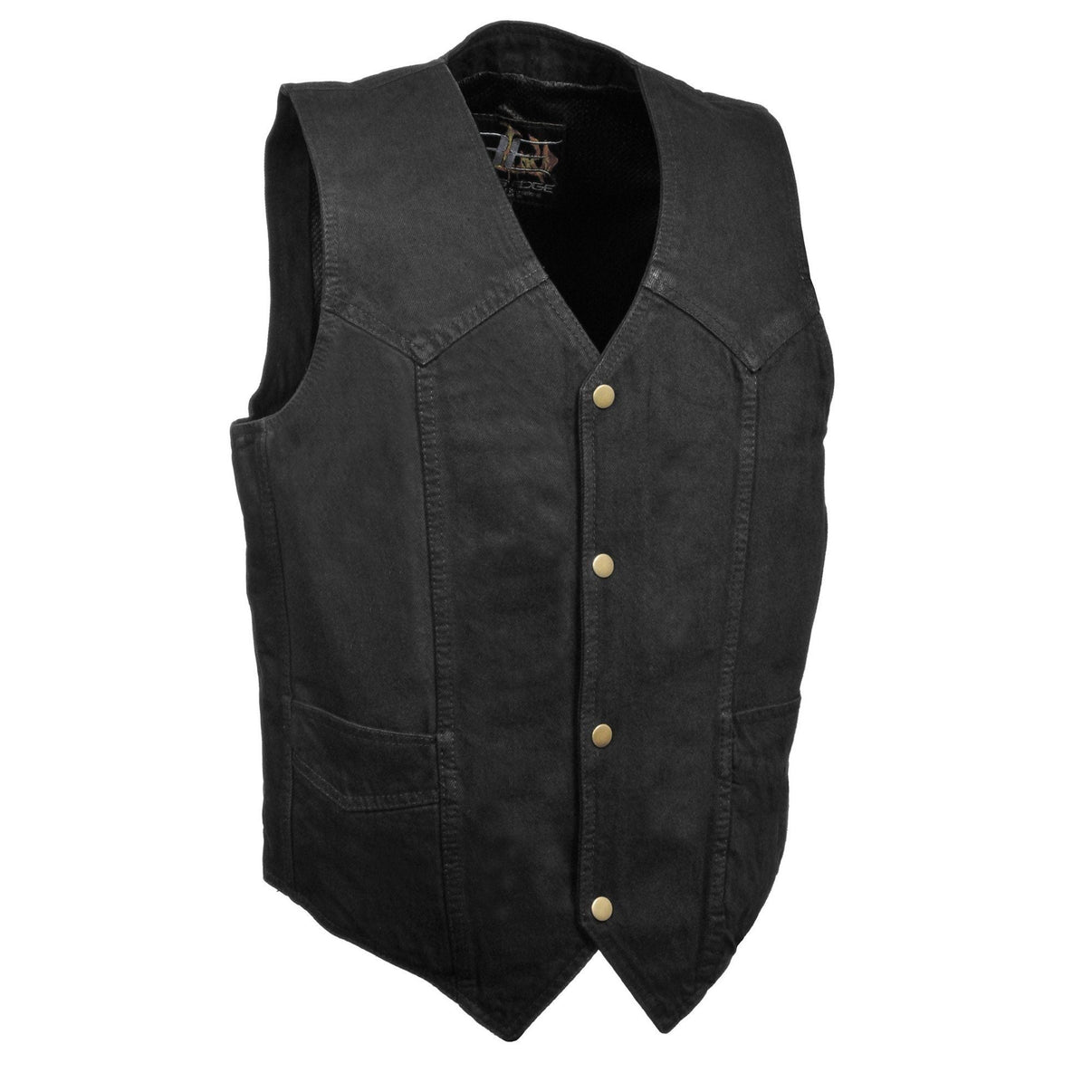 Milwaukee Leather DM1310 Men's Black Denim Classic Snap Front Biker Vest Hot Leathers