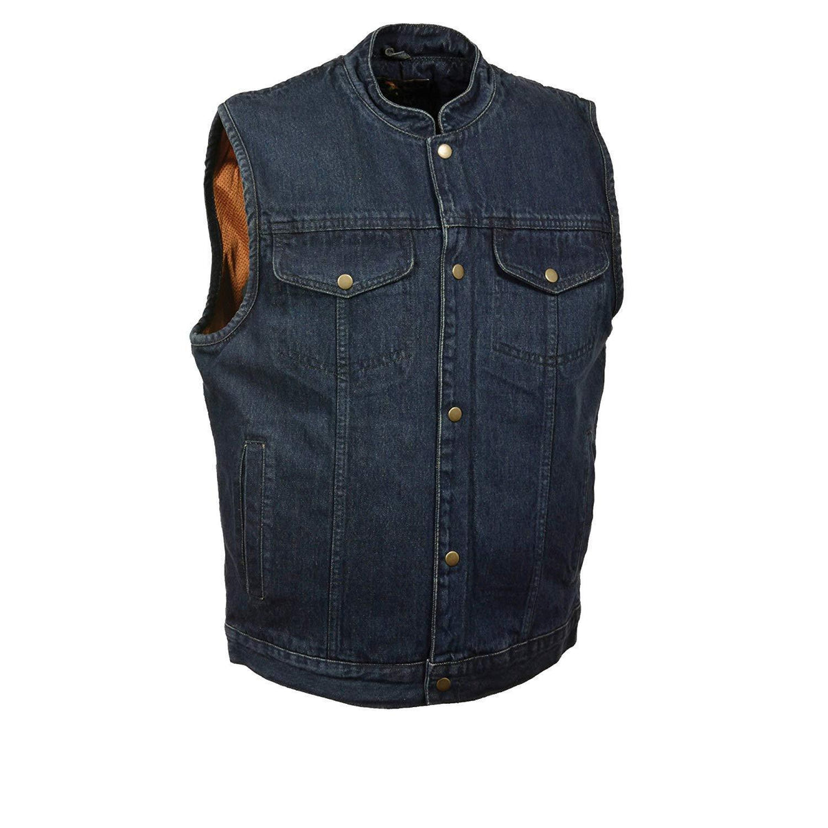 Milwaukee Leather DM2238 Men's Classic Blue Denim Club Style Vest with Snap Button Closure Hot Leathers