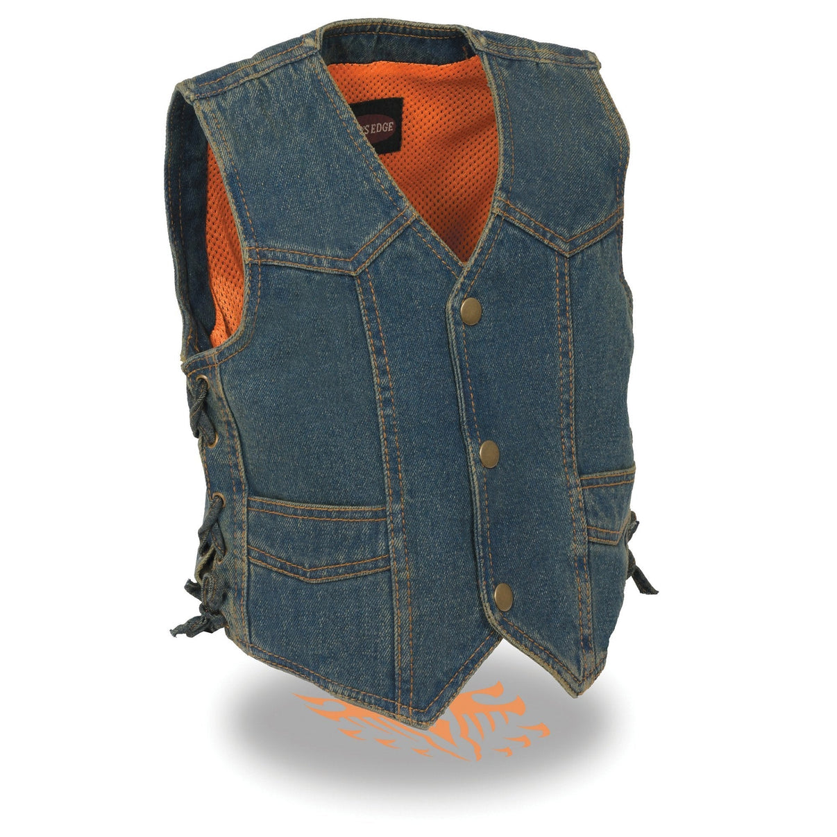 Milwaukee Leather MDK3900 Kids Classic Blue Denim Side Lace Vest Hot Leathers
