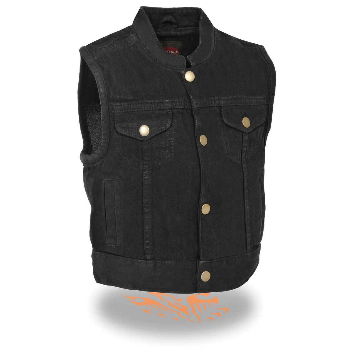 Milwaukee Leather MDK3920 Kids Black Denim Club Style Snap Front Vest Hot Leathers