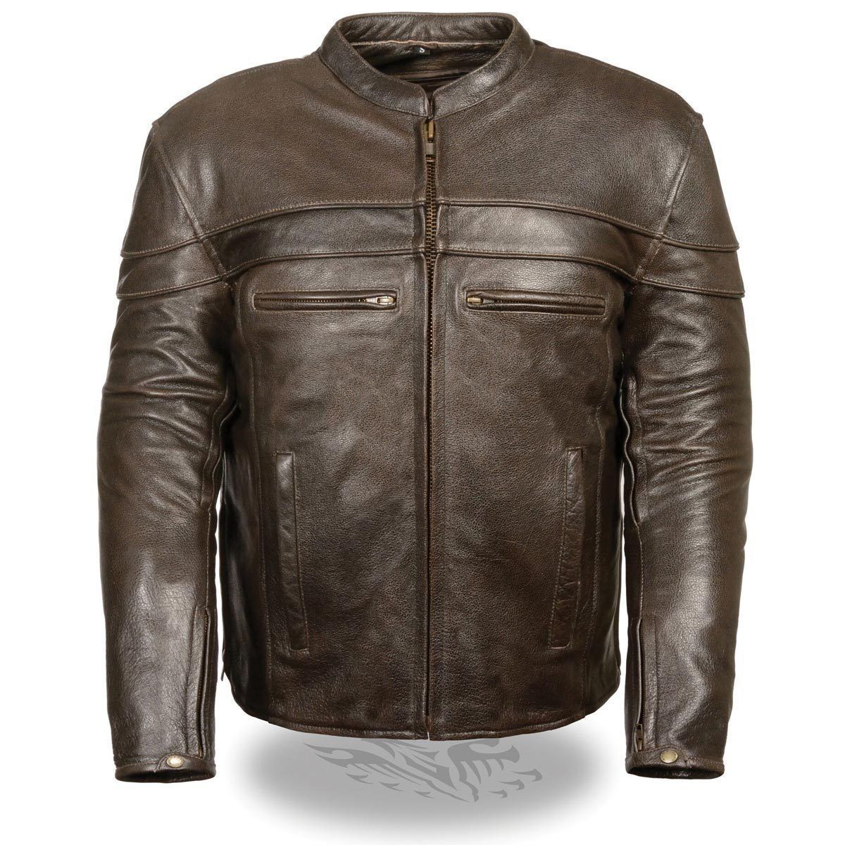 Milwaukee Leather ML1408RT Men's Retro Brown 'Savage' Sporty Crossover Retro Leather Jacket Hot Leathers