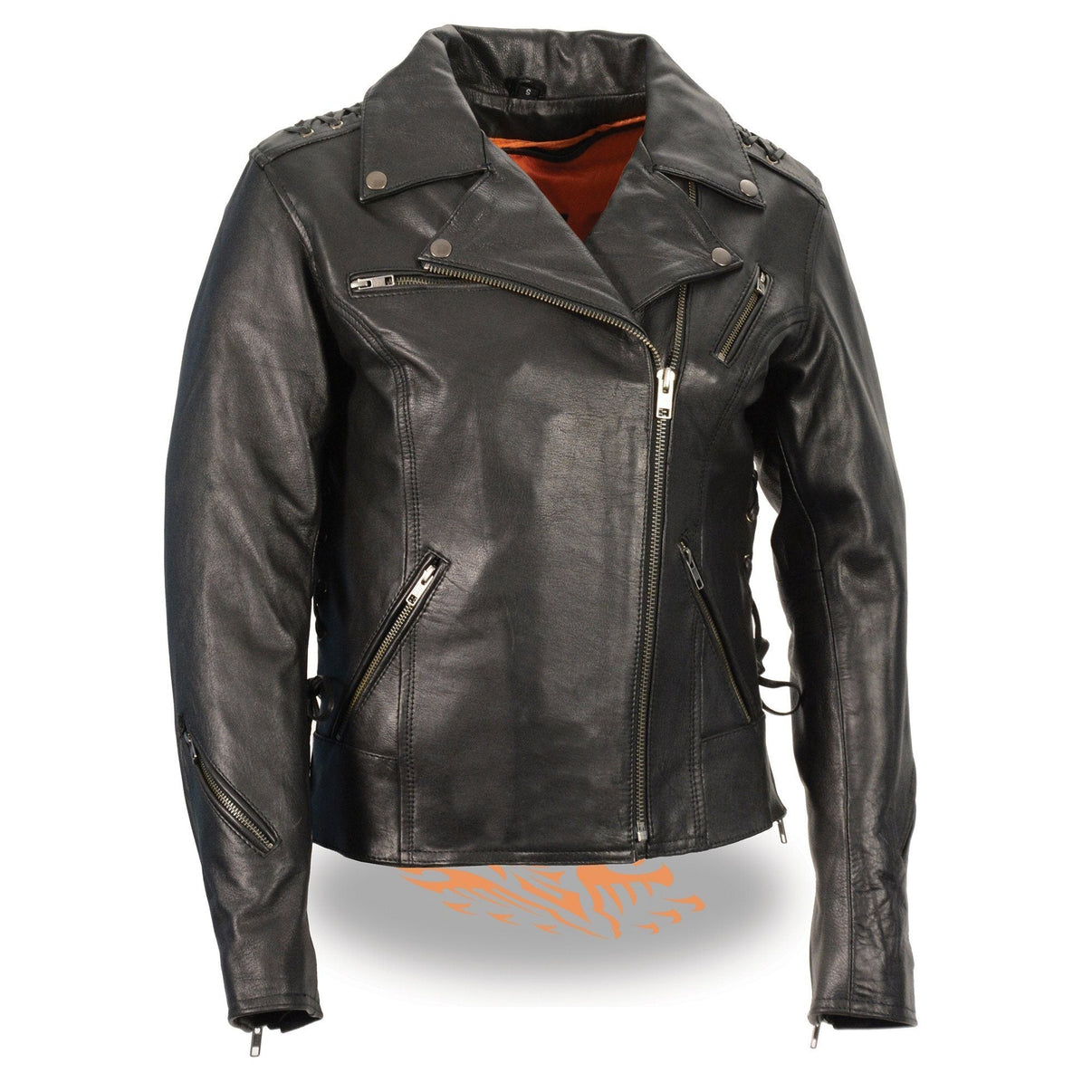Milwaukee Leather MLL2525 Women's Black Leather Lightweight Lace to Lace Jacket Hot Leathers