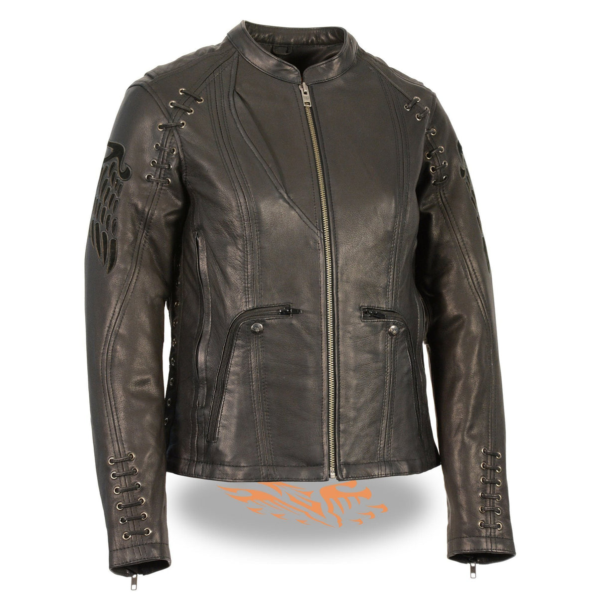 Milwaukee Leather MLL2535 Women's Black Leather Lightweight Scuba Racer Jacket Hot Leathers