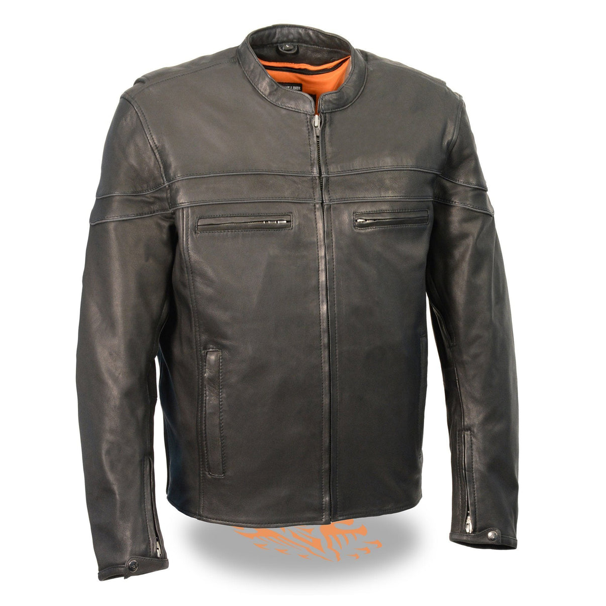 Milwaukee Leather MLM1525 Men's ‘Crossover’ Black Leather Lightweight MC Jacket Hot Leathers