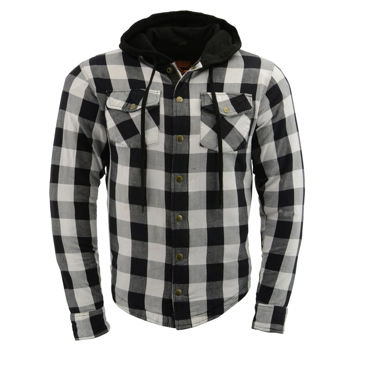Milwaukee Leather MPM1629 Men's Plaid Hooded Flannel Biker Shirt with CE Approved Armor - Reinforced w/ Aramid Fibers Hot Leathers