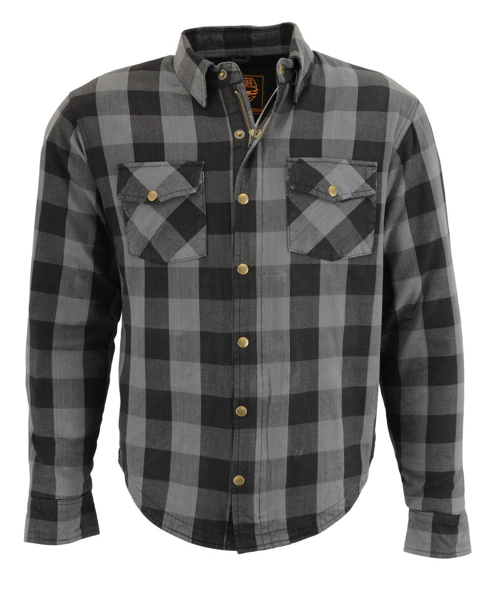 Milwaukee Leather MPM1630 Men's Plaid Flannel Biker Shirt w/ CE Armor - Reinforced w/ Aramid Fibers Hot Leathers