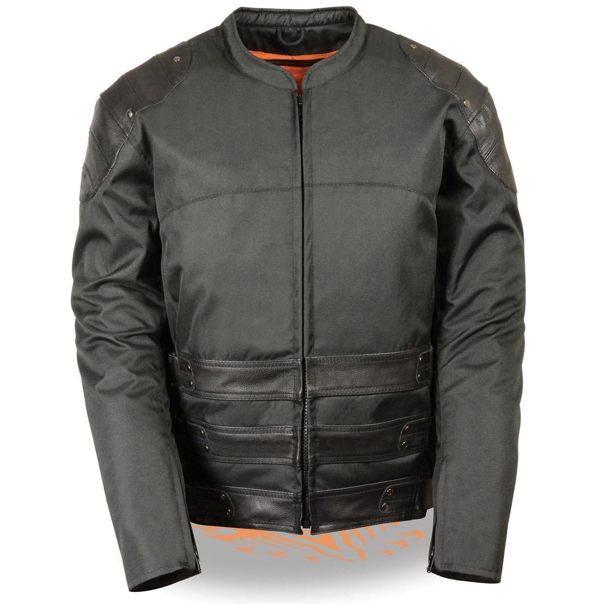 Milwaukee Leather MPM1755 Men's 'Assault Style' Black Leather and Textile M/C Jacket Hot Leathers