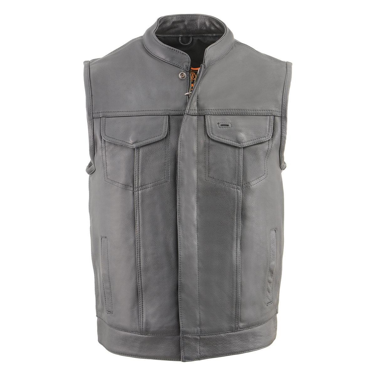 Milwaukee Leather Men's MLM3514 Black Premium Dual Closure Club Style Motorcycle Vest w/ Cool-Tec Leather Treatment Hot Leathers