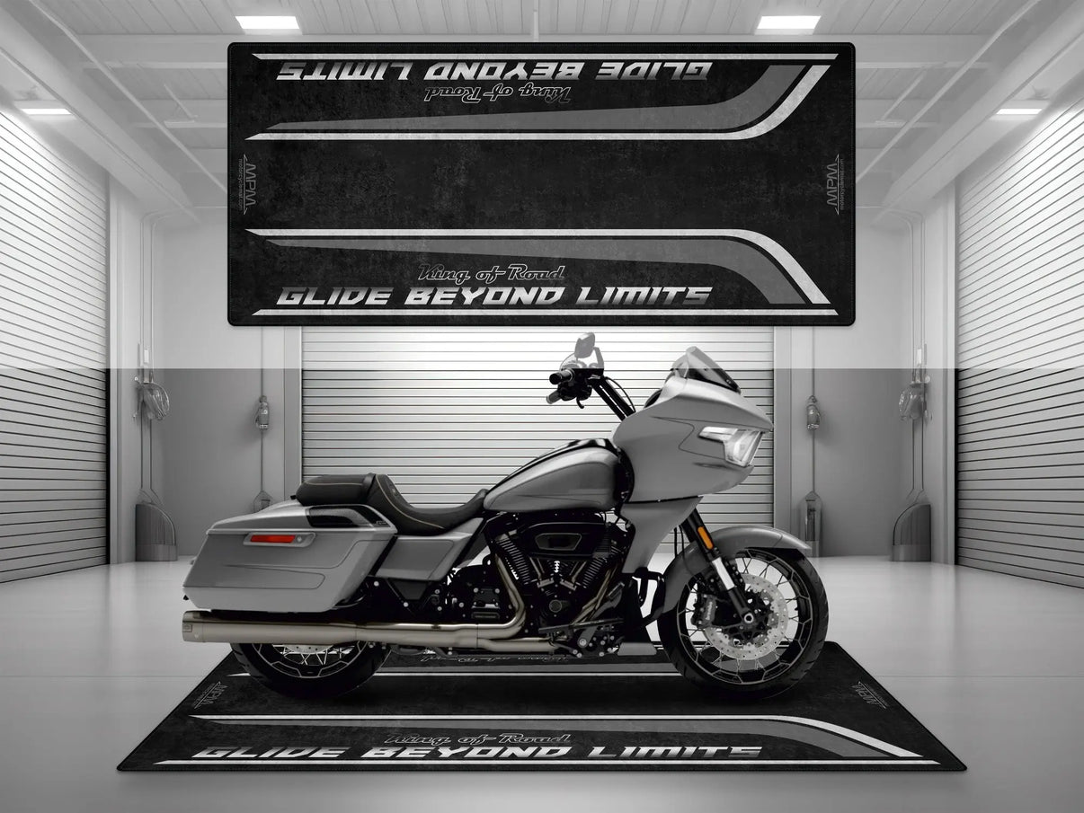 Motorcycle Mat for Cruiser Motorcycle "Glide Beyond Limits - King of Road " - MM7350 MPM Motorcycle Mat