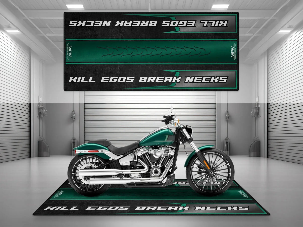 Motorcycle Mat for Cruiser Motorcycle "Kill Egos Break Necks" - MM7309 MPM Motorcycle Mat