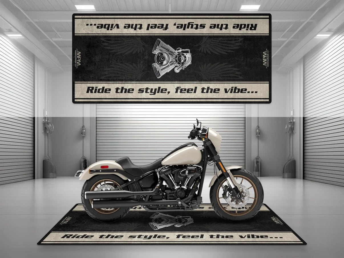 Motorcycle Mat for Cruiser Motorcycle "Ride The Style, Feel The Vibe" - MM7306 MPM Motorcycle Mat