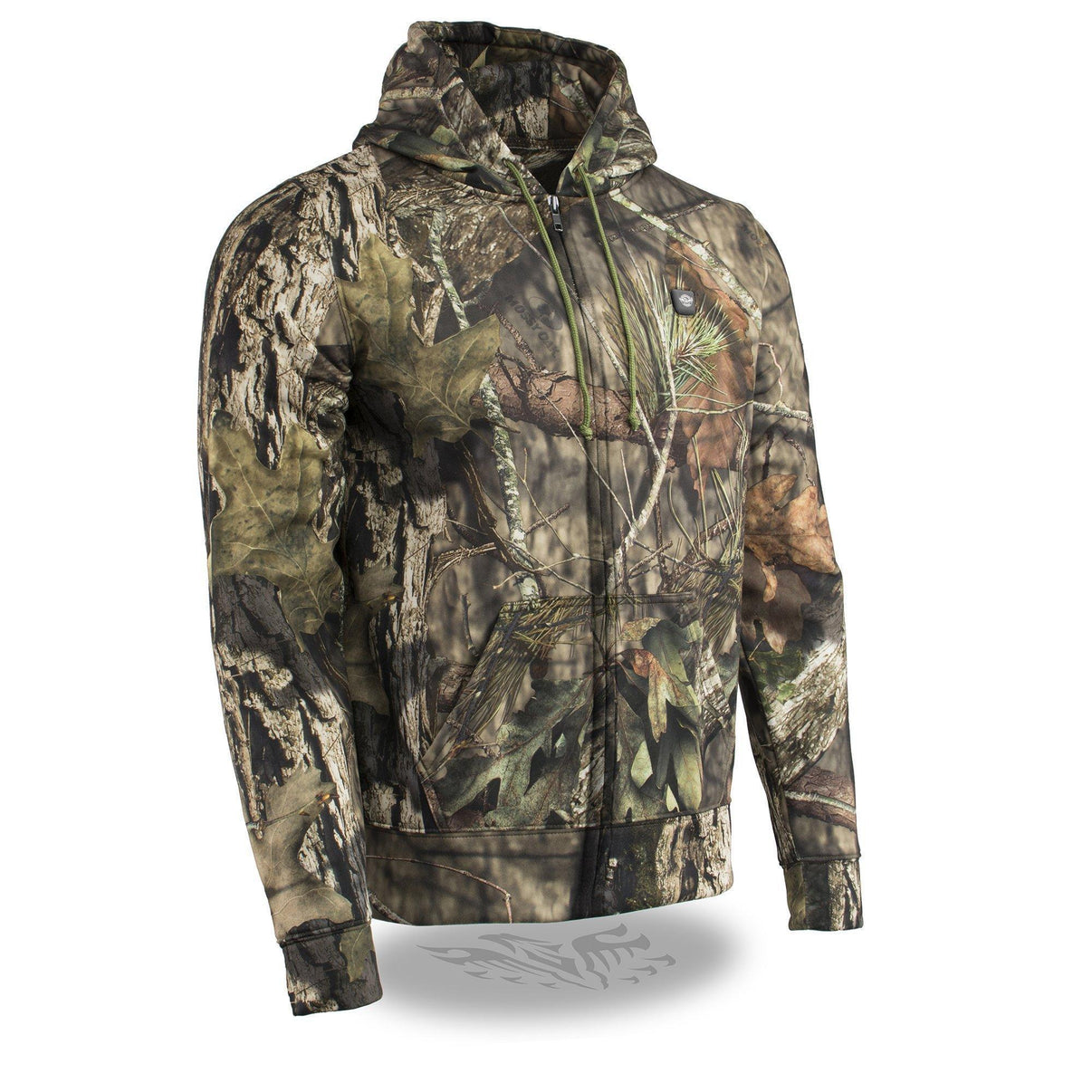 Nexgen Heat MPM1776SET Men's Camouflaged Heated Zipper Hoodies - Warming Camo Hoodie for Hunting w/ Battery Hot Leathers