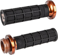 ODI Lock On Waffle Style Grips - Blk/Bronze For Cable Throttle V-Twins ODI