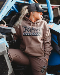 Off the Wall Heavy Weight Hoodie - Brown OFF-ROAD VIXENS CLOTHING CO.